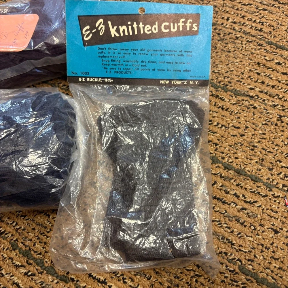 Vintage E-Z Knitted Cuffs Replacement Lot Navy Purple Jacket Repair Notions 1003